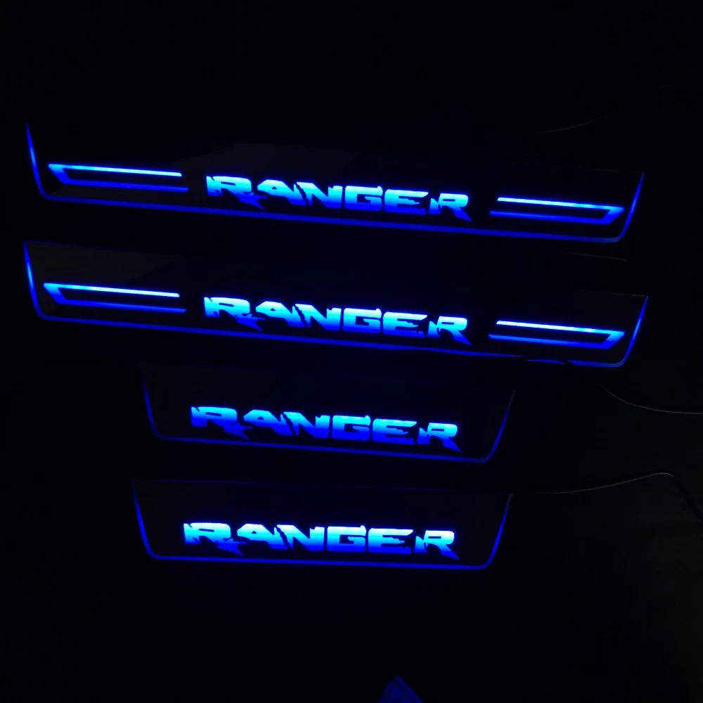 RQXR led движущиеся двери потертости для Ford ranger динамический порог пластина плоская подкладка наложения потока/натюрморт света, 4 шт