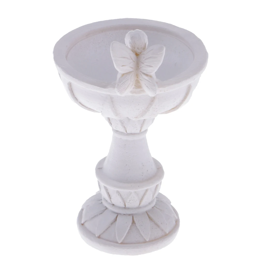 1/12 Dollhouse Miniature Bird Bath Fountain Fairy Garden Accessories White