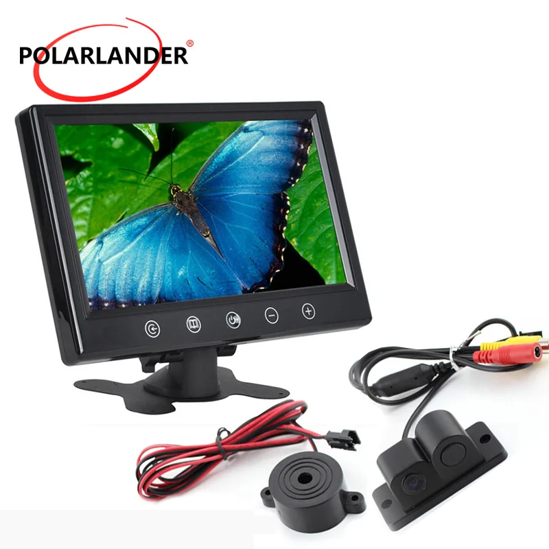 9" TFT Car Monitor 16 LED Reversing Camera 360 Degree For Japan/US/Korea License Wireless Transmitter HD Desktop Parking Radar