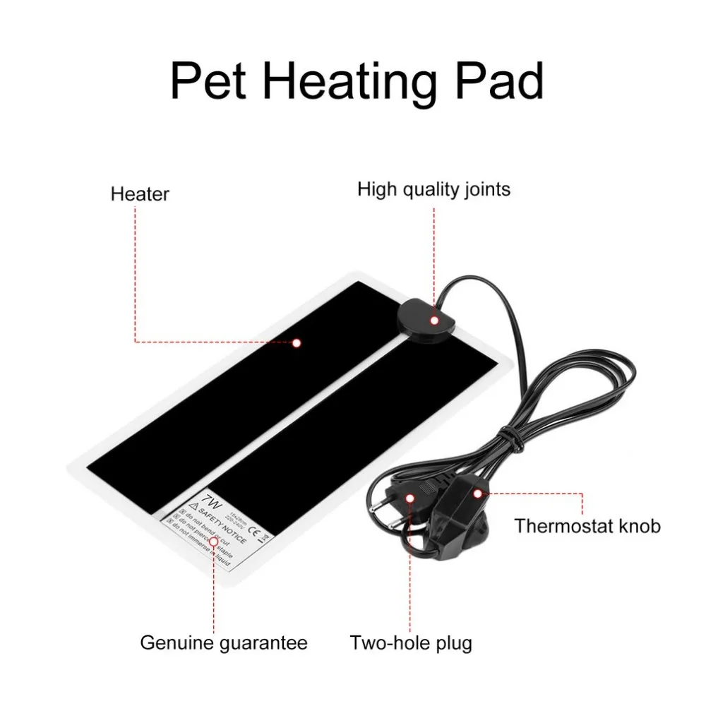 1 шт. нагревательный коврик 15x28 см 7 Вт Брудер для рептилий, инкубатор, грелка для питомцев, грелка для заваривания, штепсельная вилка европейского стандарта для собаки, кошки, кровати, электрический нагреватель, нагревательный коврик