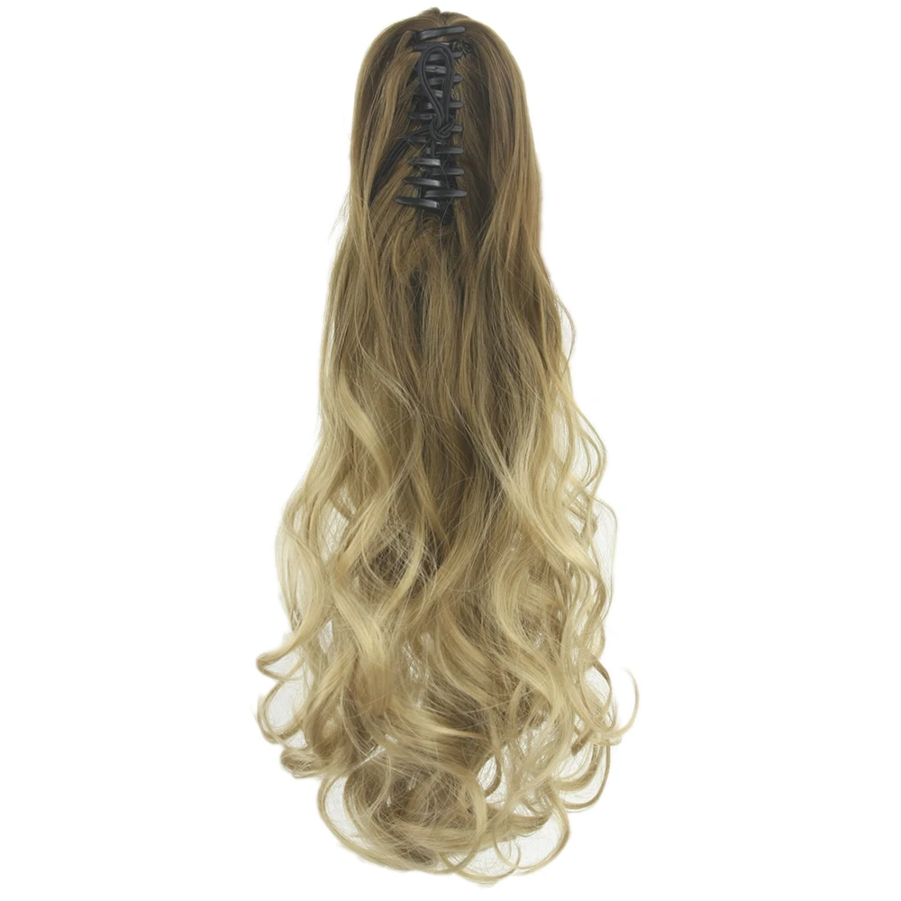  Soowee Curly Brown Ombre Claw Ponytail Synthetic Hair Long Clip In Hair Extension Hairpiece Pony Ta