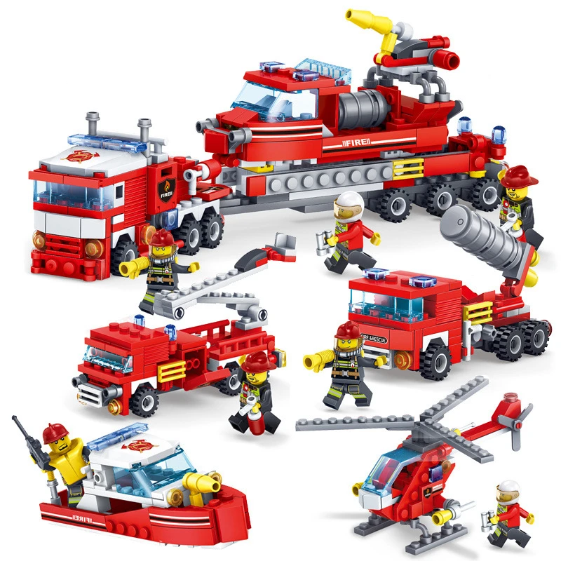 4in1 Educational City Heavy Fire Truck Team Building Block ...
