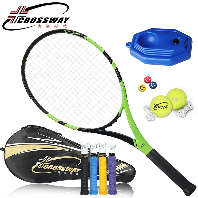 

CROSSWAY Professional Tennis Racket High Grade Black Green Carbon Fiber Strength Net Shot Shock Absorber Handle Full Equipment
