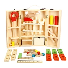 DIY моделирование многофункциональное обслуживание Toolbox портативный ролевые игры деревянные образовательные игрушка игрушки подарки для детей