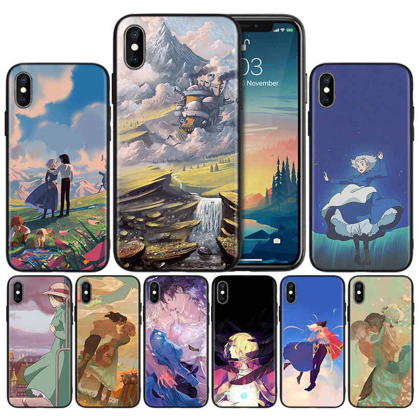 

Howl's Howls Moving Castle Soft Black Silicone Case Cover for iPhone 7 8 XS Max XR X 6 6S 5 5C 5S SE Plus