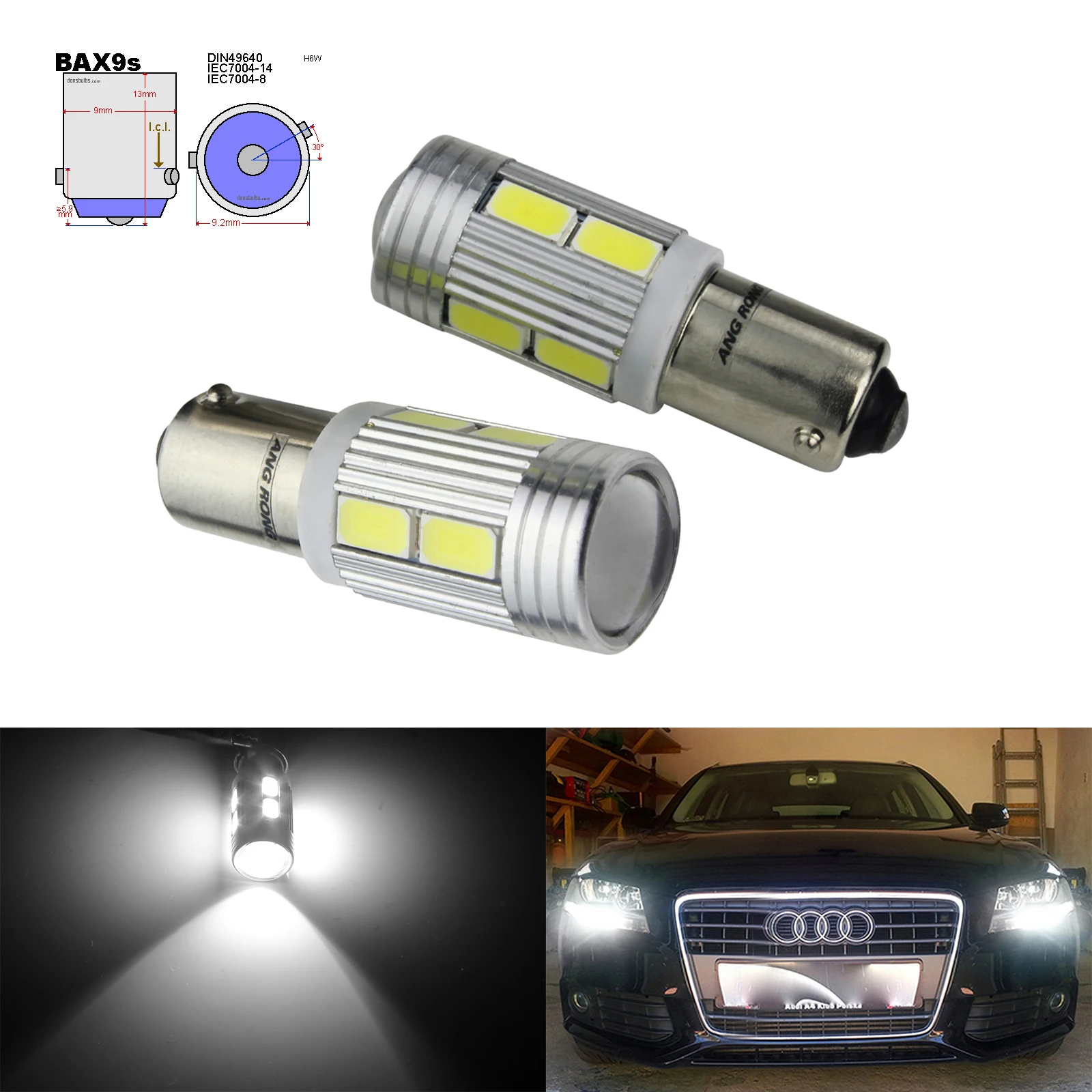 ANGRONG 2x H6W BAX9s 10 SMD СВЕТОДИОДНЫЙ 433 434 ламповый индикатор Заднего Хода парковочный