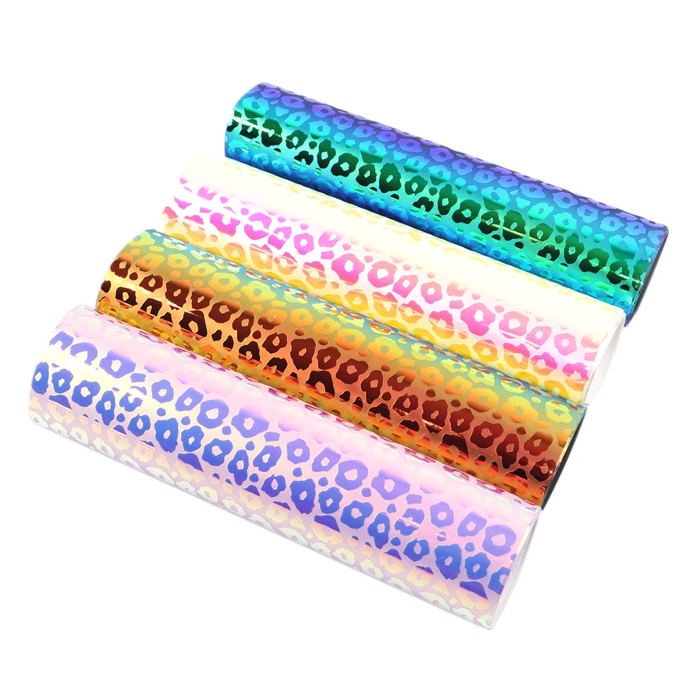 

david angie 20*34cm Iridescent Leopard Synthetic Leather Fabric DIY Home Sewing Garment Bowknot Bag Shoes Crafts,1Yc6083