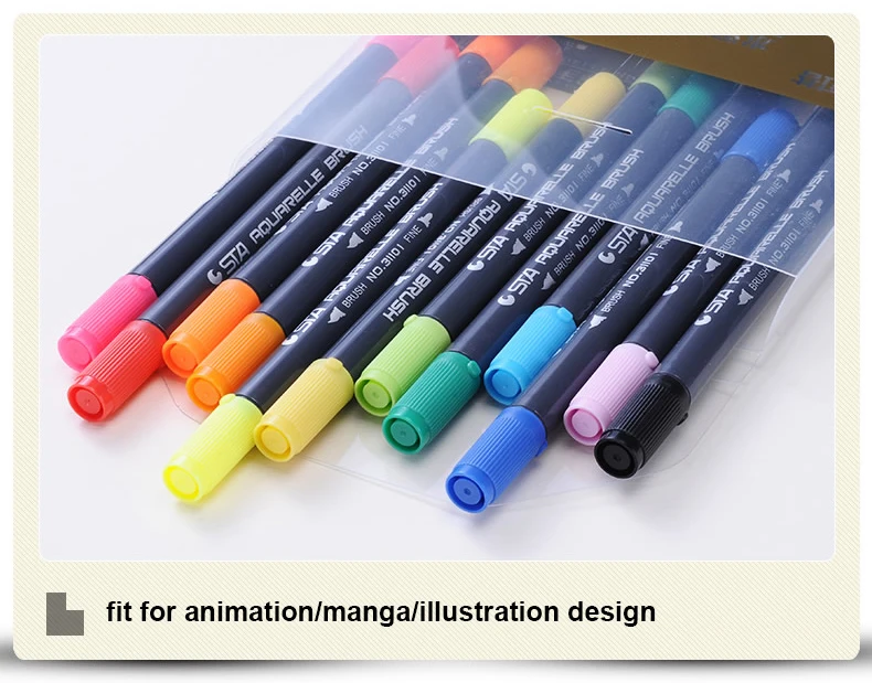 24 цвета одиночный художественный маркер с двойной головкой водорастворимый художник эскиз алкоголь кисть маркеры для анимации манга нарисованные красками