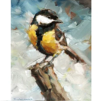 

Hot sell wholesale handmade lover bird DIY oil painting wall art for living room decorations