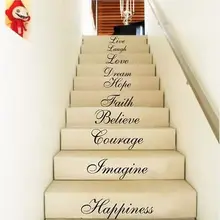 Креативный живи надейся смеяться лестницы стенограмма Наклейка на стену Наклейка виниловый арт-дом Декор положительные наклейки на стену в форме букв