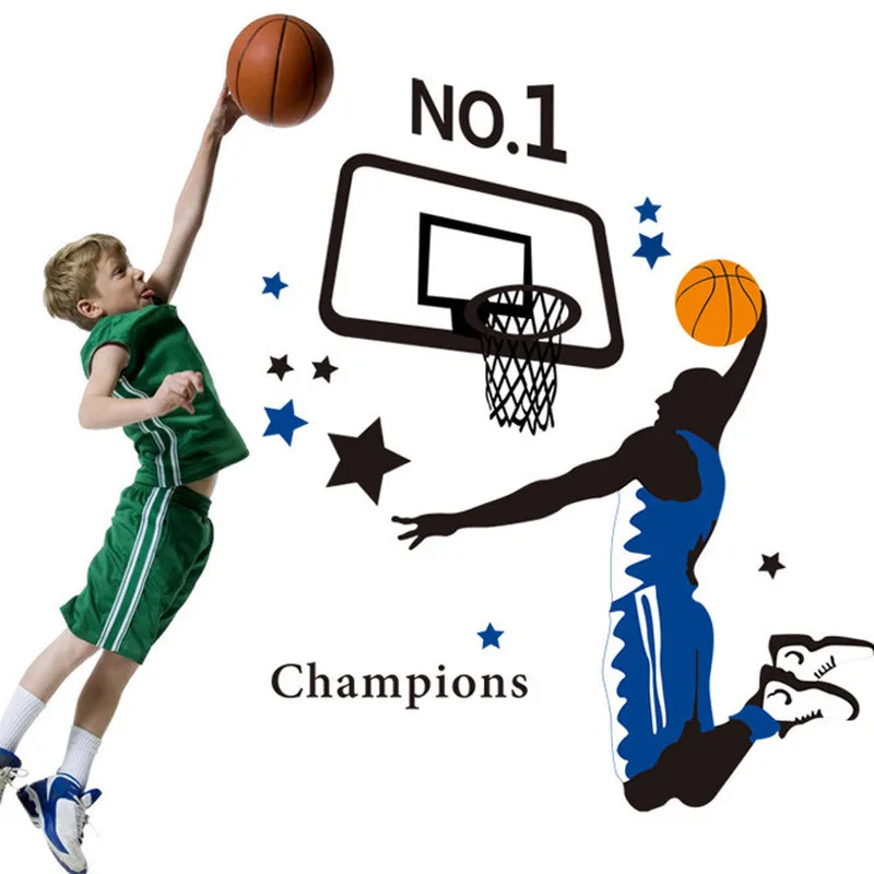 

3D Basketball Slam Dunk Culture Wall Stickers PVC Material DIY Wall Art for Kids Rooms Kindergarten Glass Decoration 60*90cm