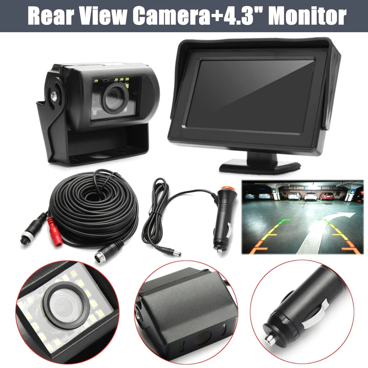 

4.3 Inch TFT LCD Car Monitor Reverse Camera Parking System for Car Rearview Monitors With Waterproof Infrared Rear View Camera
