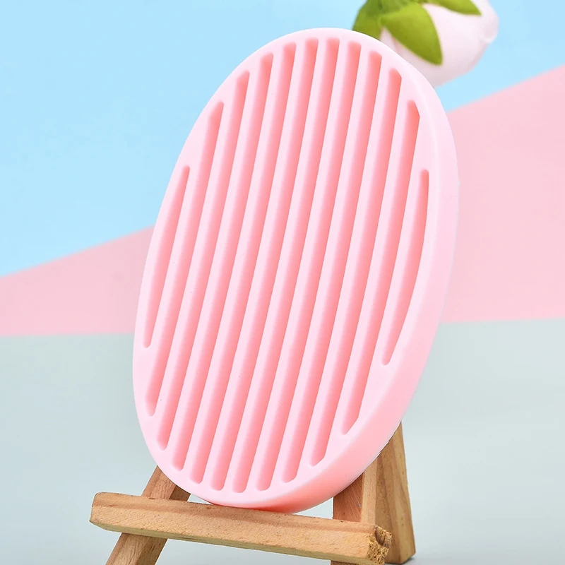 

New Oval Shape Silicon Soap Saver Soap Dish Plate Holder Tray Drain Soap Box Storage Container