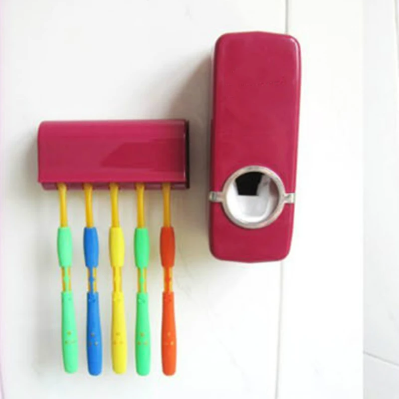 Модный автоматический диспенсер для зубной пасты+ держатель для зубной щетки, семейный набор, настенный держатель для ванной комнаты, ванна, оральная