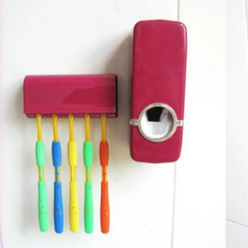 

Fashion Automatic Toothpaste Dispenser +Toothbrush Holder Set Family Set Wall Mount Rack Bath Oral Wholesale