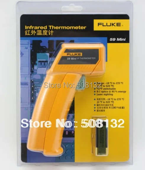 

Fluke 59 Mini Handheld Laser Infrared Thermometer Gun F59 -18C to 275C (0F to 525F)