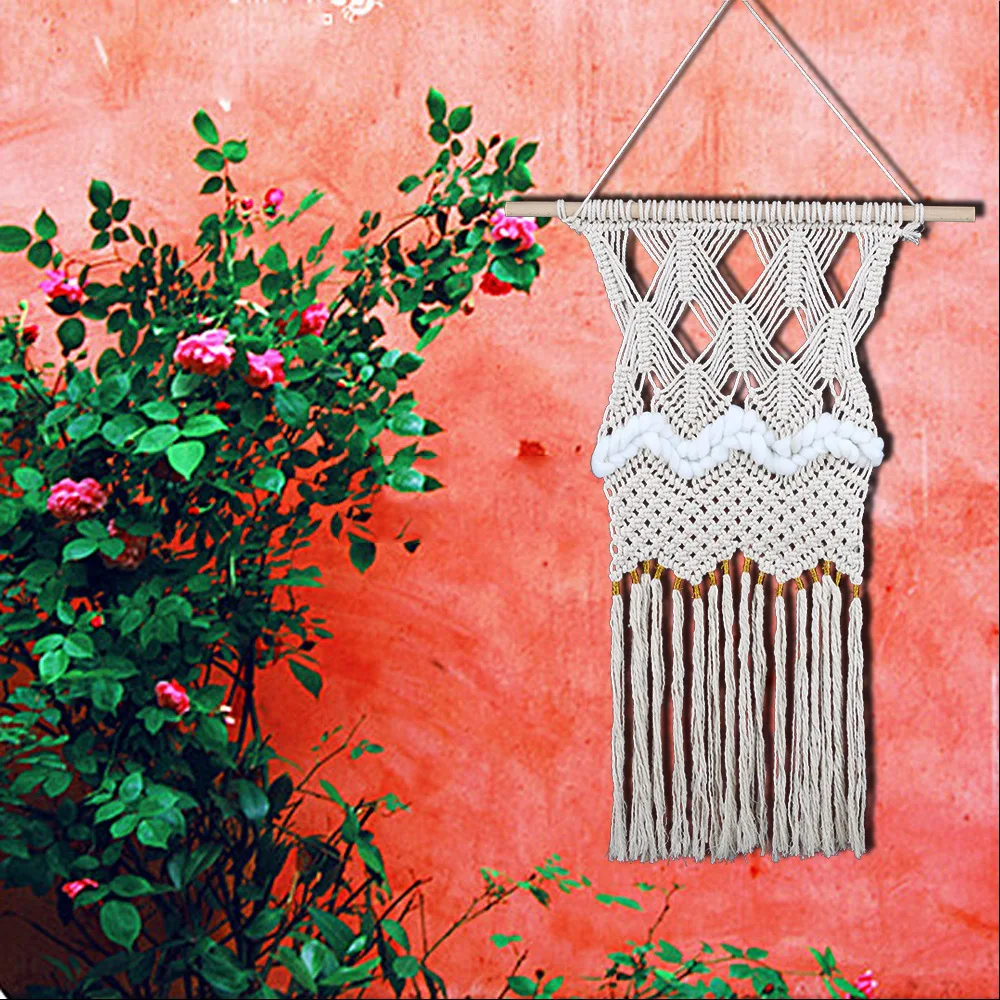 

Cotton Handmade Macrame Wall Hanging Wall Tapestry Bohemian Nordic Boho Decor Hand-woven Tapestry Weding Room Decoration Europe
