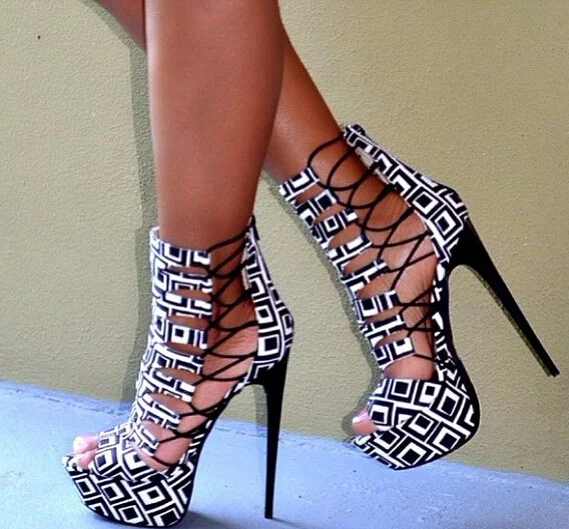 women 2017 summer shoes high heels open toe gladiator sandals sexy platform thin heel lace up woman sandal