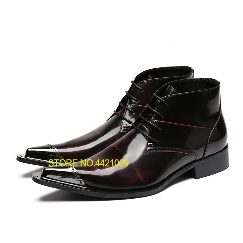 

Handmade Italian Male Shoes Men's Ankle Boots Genuine Leather Casual Metal Head Military Man Oxfords Zapatos Hombre