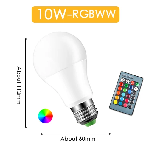 Светодиодный RGB Лампочка RGBW RGBWW лампа e27 5 Вт 10 Вт 15 Вт красочный светильник ing 110 В 220 в 240 В дистанционный Диммируемый ночной Светильник для праздничной вечеринки - Испускаемый цвет: RGBWW 10w