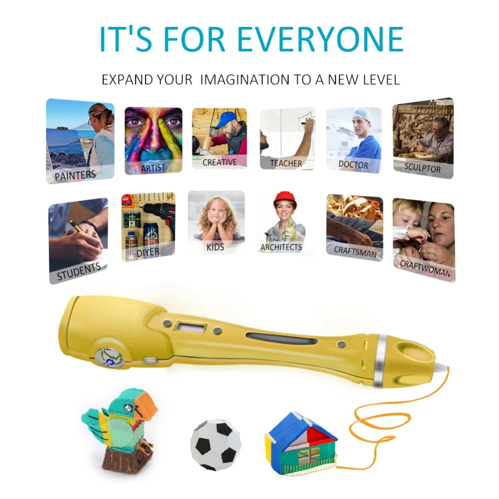  Christmas Gift Brand Model 3D Printer Pen With 1.75mm PLA Filaments 3 D Printing Pen Drawing Pens 