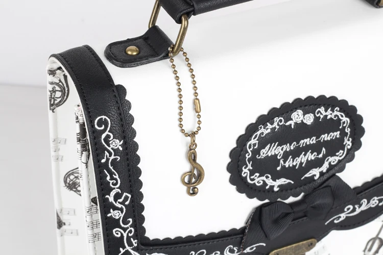 Japanese Style Musical Note Embroidery Backpack Vintage Lolita 3 Ways Shoulder Bag Cute School Bags For Teenagers Girls Backpack