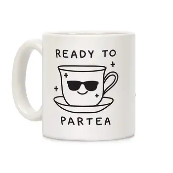 

Ready To Partea White 11 Ounce Ceramic Coffee Mug