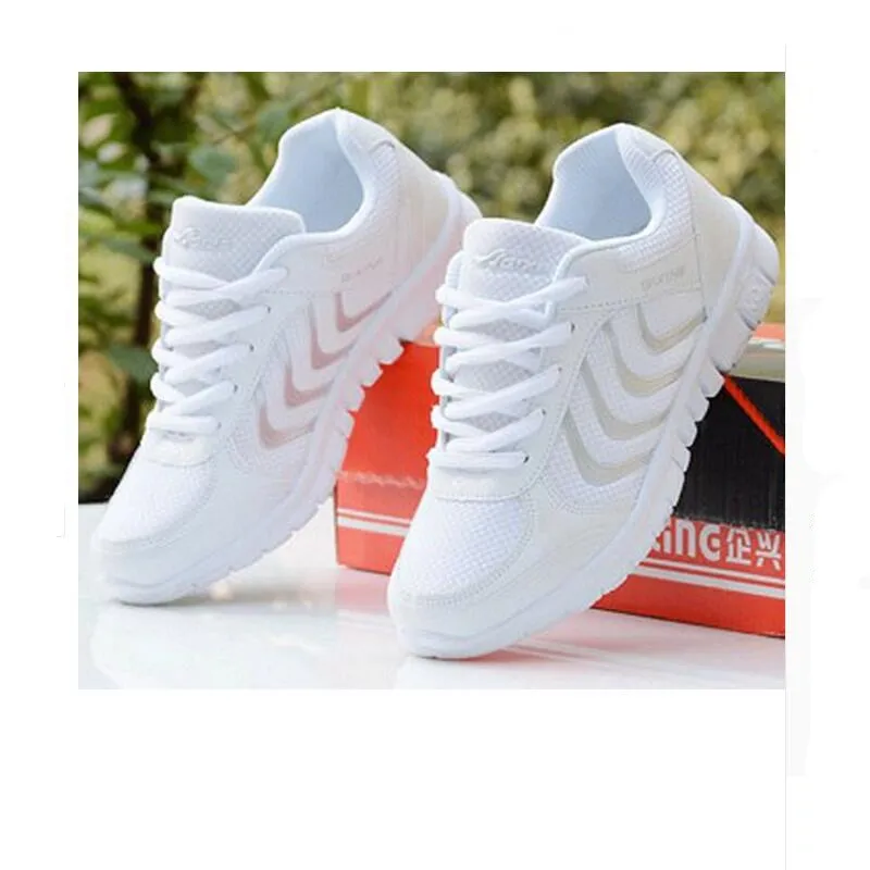 Najtaniej Damskie sneakers2019 moda zapatos lampardo mujer lekkie siatki netto shoesW oman platformy buty kobiece projektant trampki buty sznurowane