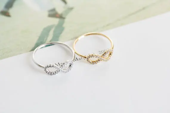 

Shuangshuo Multicolor Silver Infinity Friendship Ring with crystal Best Friend Rings Wedding Engagement Jewelry Rings for Women