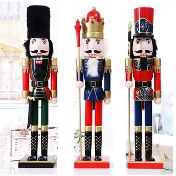 

60CM British Style Nutcracker Puppet Christmas Wooden Handmade Crafts Xmas Home Shop Desktop Ornament Christmas Birthday Gift