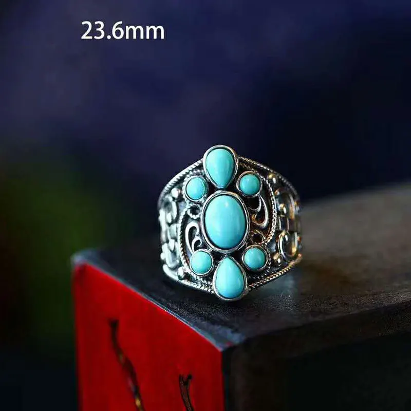 RADHORSE 925 Серебряные кольца для женщин, хорошее ювелирное изделие, бирюза, непальский стиль, кольцо ручной работы, кольцо из стерлингового серебра, регулируемое серебро