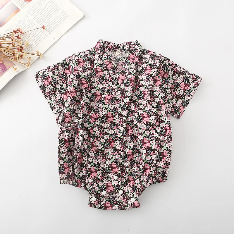 الصيف الطفل السروال القصير كيمونو نمط الفتيات الفتيان الأزهار الاطفال عارضة الولدان جمبسوت للأطفال قصيرة الأكمام طفل صبي فتاة الملابس