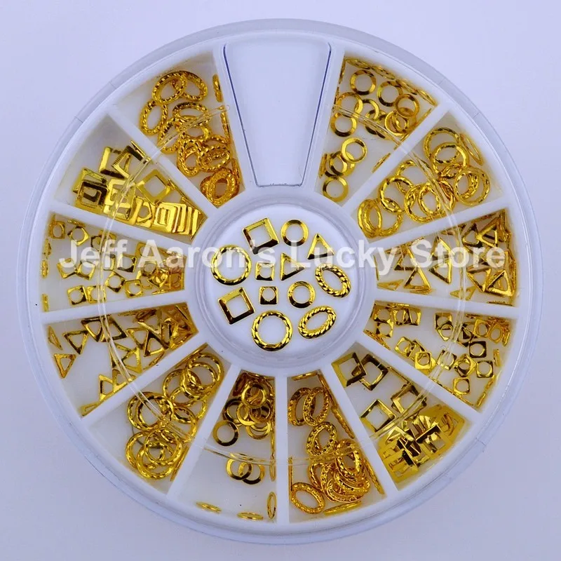 6 форм 3d золотые металлические украшения для ногтей круговое рамное колесо аксессуары для ногтей инструменты для маникюра