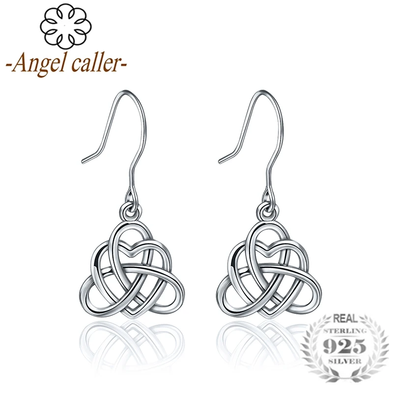 Женские серебряные серьги подвески Angel Caller S925 Крючки с сердечками ювелирные