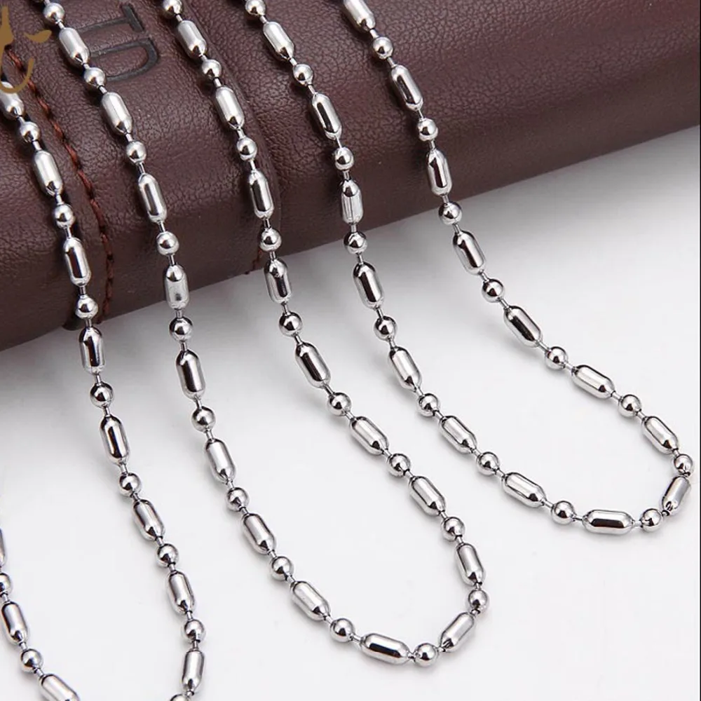 

1.5/2/2.4/3.2mm 16"-40" Wholesale Silver Color Stainless Steel Bamboo Ball Chain Necklace Men Women Finding Pendant DIY Jewelry