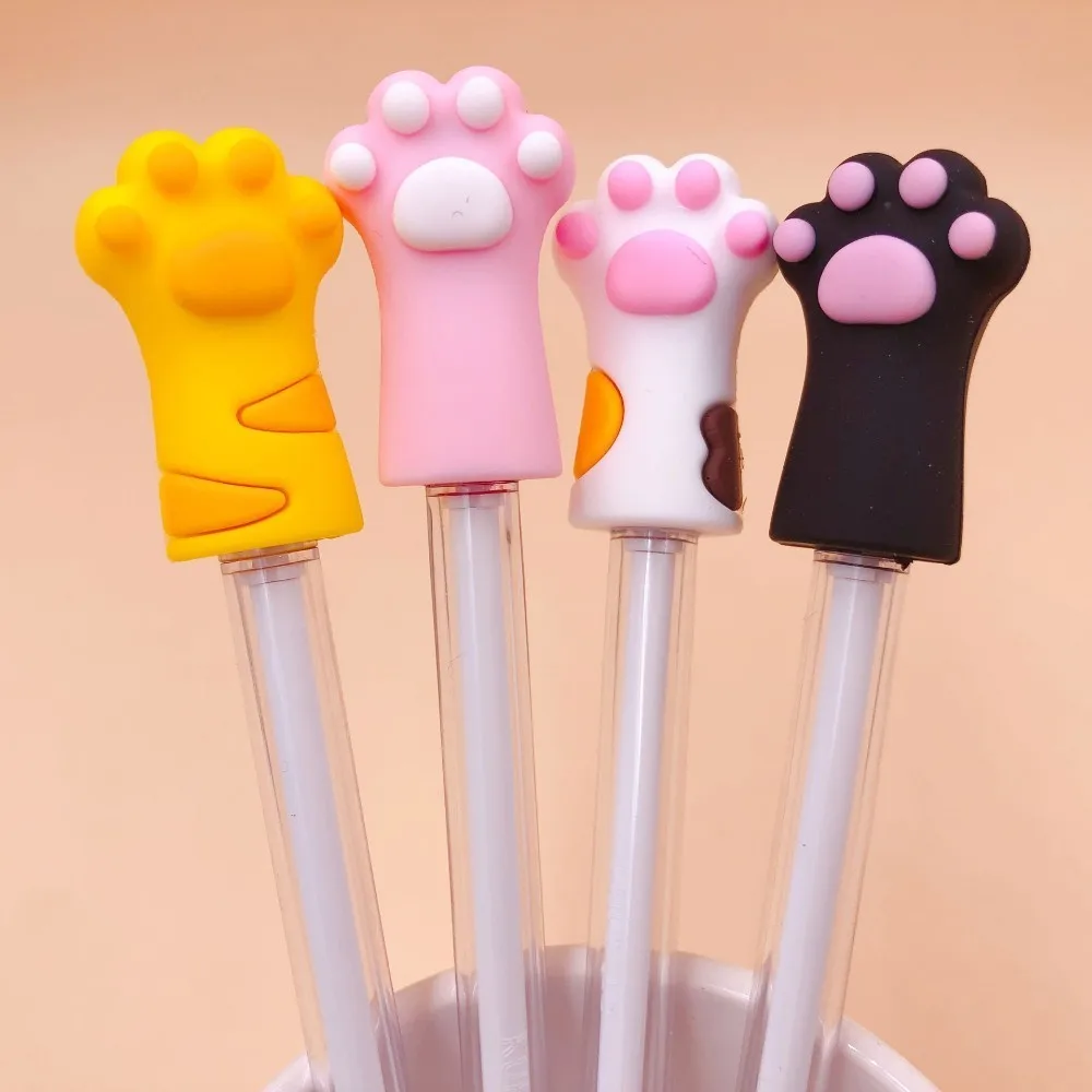 

1 Piece Lytwtw's Cute Kawaii Cat Paw Soft Slicone Claw Gel Pen Pen School Office Supply Student Stationery 0.5mm Black Ink