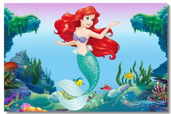 

Custom Printing Canvas Wall Art Princess Ariel Poster The Little Mermaid Wallpaper Anime Wall Stickers Kids Bedroom Decor #0881#