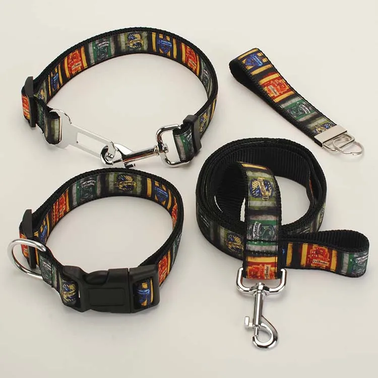 

New single sell Dog Leash, Dog Collar, Safety Belt,Key Fob ,1 inch orange harry potter pattern printed ribbon