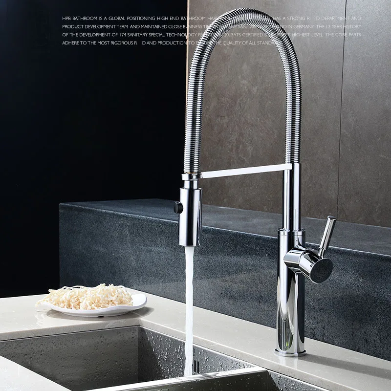 Quality Brushed Chrome Kitchen Faucet Mixer Tap Swivel Spout Hand