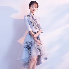 Высокое качество, короткое платье Cheongsam, сексуальное, с вышивкой, Qipao, женское традиционное китайское платье, Восточный стиль, платья, халат, Longue Chinoise