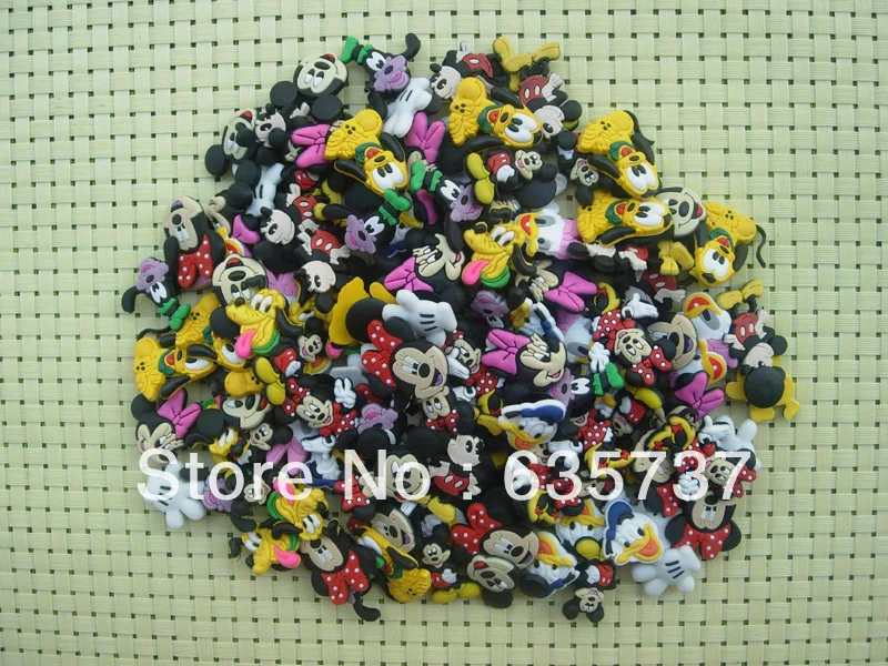 

120pcs/lot Mickey Minnie mouse PVC shoe charms ,shoe accessories, shoe decoration fit croc for children gift