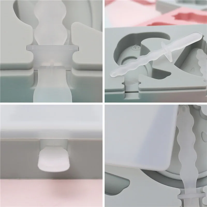 Covered Cartoon 3 Piece Ice Cream Ice Cube Mold Kitchen 2 Colors Multi-type Silicone Homemade Manual Diy Ice Cream Mold Home