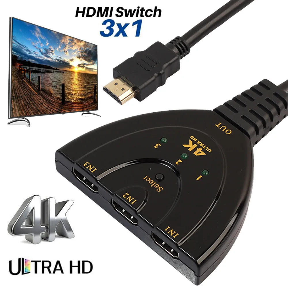 3 Порты и разъёмы HDMI коммутатора Splitter кабель 4 К * 2 К 2160 P Multi Switcher концентратор ЖК-дисплей HDTV PS Xbox may3