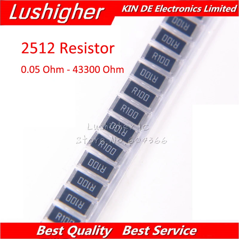 50 шт. 2512 SMD резистор на 1 Вт 1% 0.1R 0 05 49 9 22 5 12 4 7 10K 100 2 K 39 240 3920 43200 Ом 0.1ohm R100 R10 0.05R