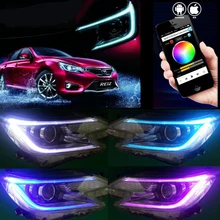 RGB DRL di giorno runing per Toyota Reiz Fari New Mark X HA CONDOTTO il Faro Bi-Xenon Testa Della Lampada LED DRL bluetooth app car styling