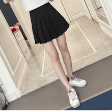 Мини-трапециевидная плиссированная Женская однотонные юбки с высокой талией юбки выше колена Студенческая ветровая юбка весна лето femme одежда