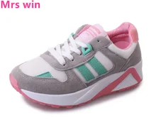 2017 New Women Trainers Running Shoes Breathable Sneakers Women Flats Leather Stitching Stripes Sport Shoes Zapatillas Mujer
