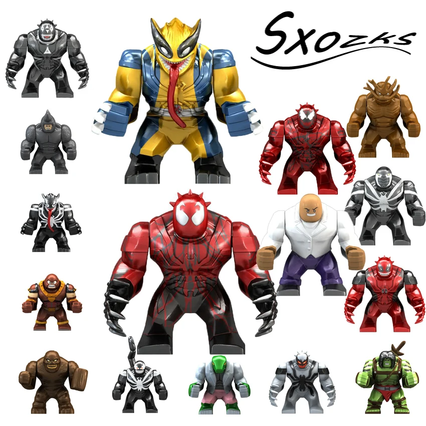 

Single Marvel Avengers Endgame Big size Wolverine Carnage Venom Deadpool Hulk Kingpin Groot Figure building blocks Kid Toys JM55