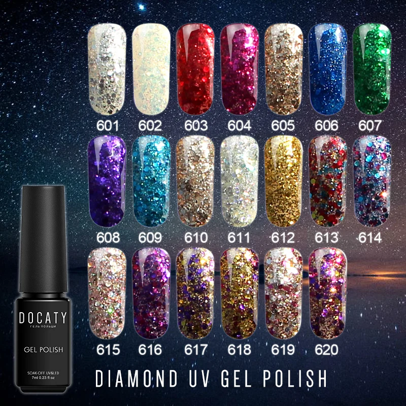 Docaty Алмазный гель лак для ногтей гибридные Лаки Soak Off Uv Led Перманентная эмаль