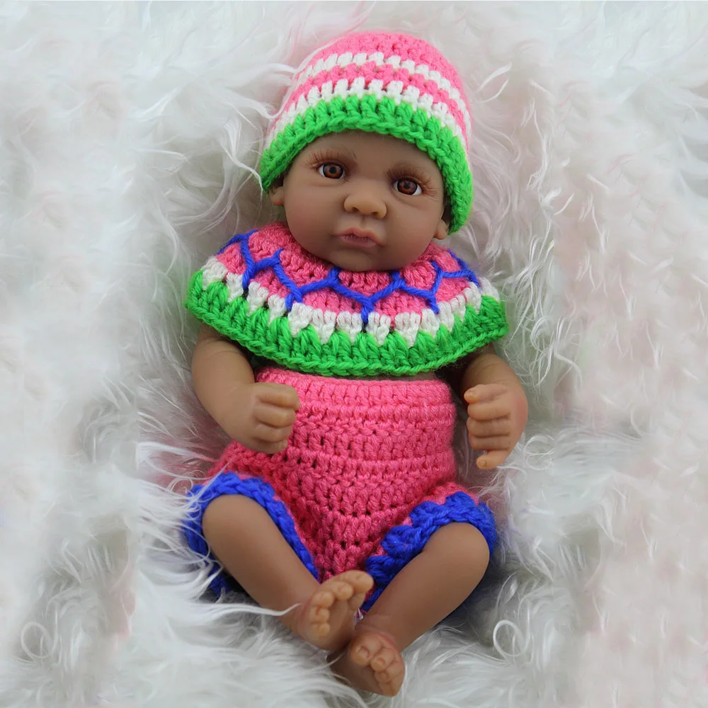 10 Inch Silicone 2017 African American Black Reborn Mini Babies Doll Boy Lovely And Cute Dolls
